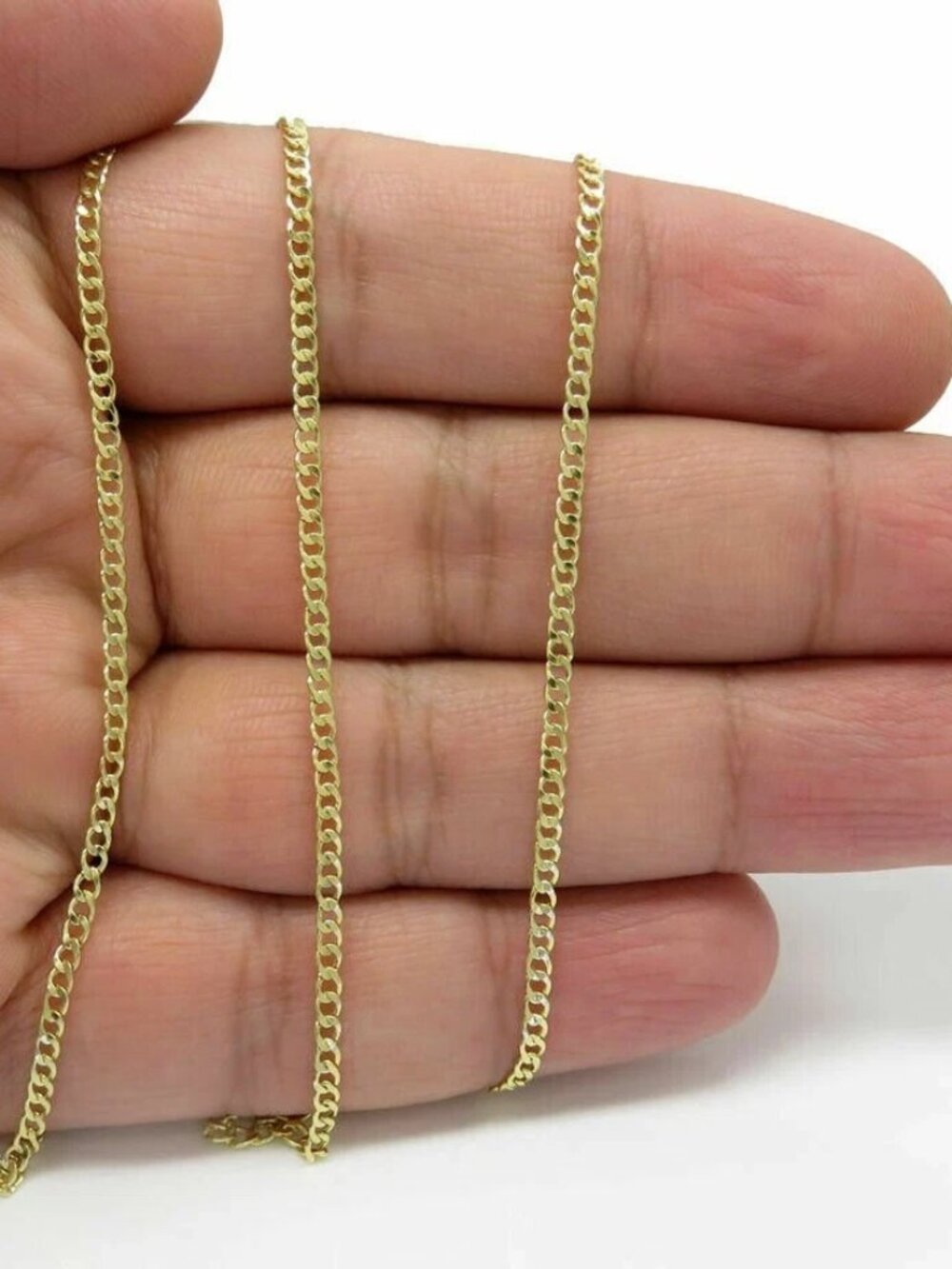 Real 10K Yellow Gold 2mm Cuban Chain, Lobster Clasp